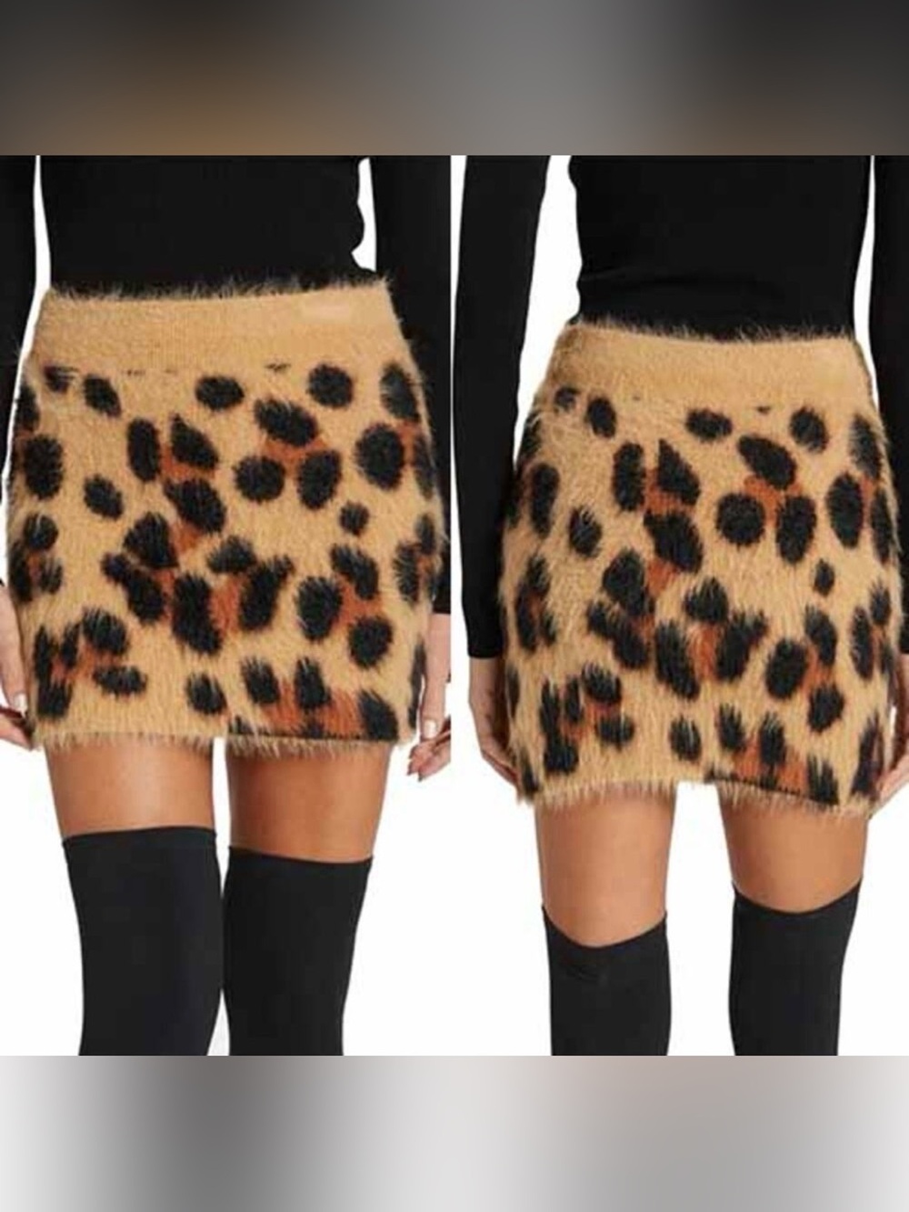 Simon Miller Frazzle Cheetah Knit Ribbed Pull on Mini Skirt